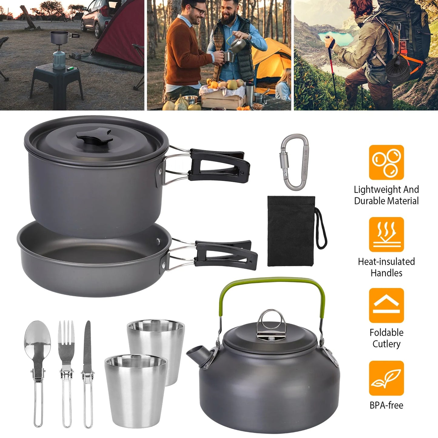 Trail Paws 12-Piece Camping Cookware Set – Lightweight Outdoor Cooking Kit for Camping, Hiking, Backpacking & Travel
