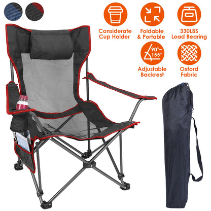 Trail Paws Foldable Camping Chair – Portable Outdoor Folding Chair with Cup Holder & Carry Bag for Camping, Beach & Travel