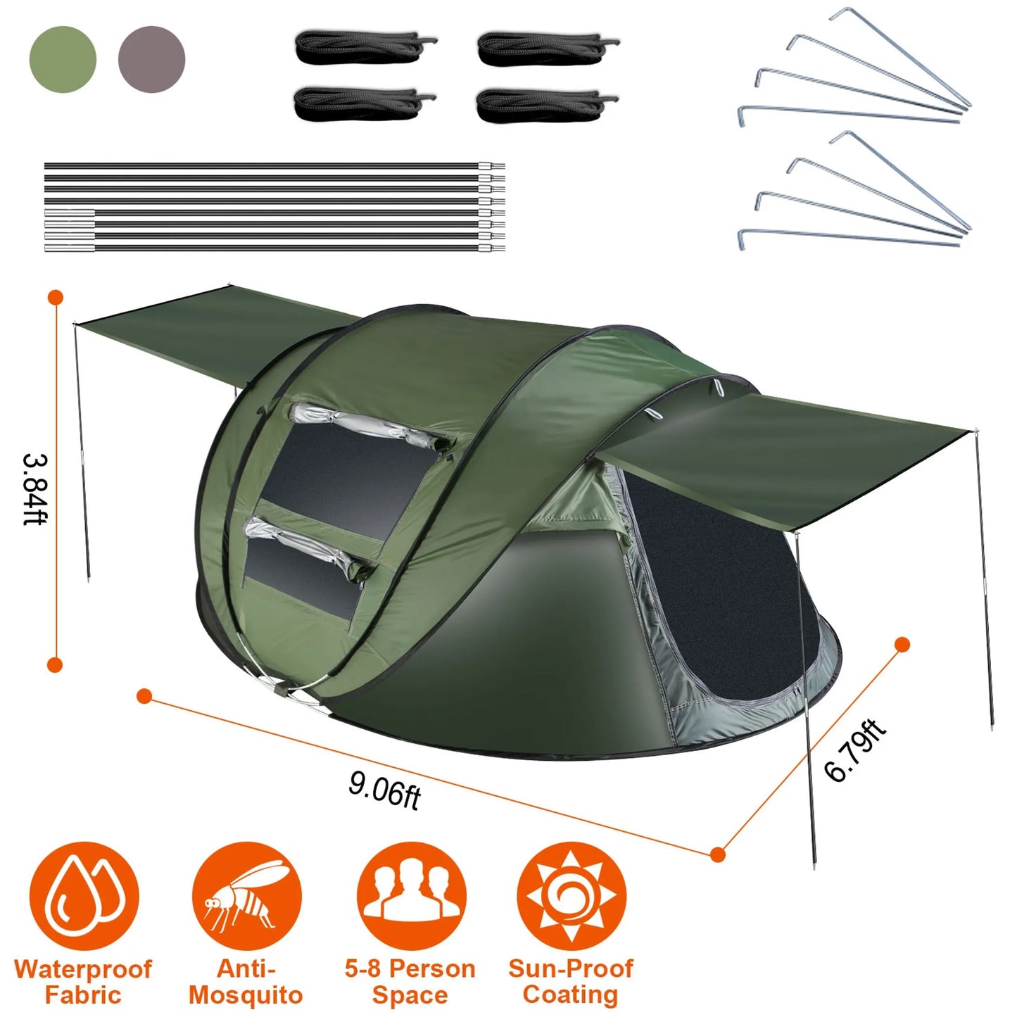 Trail Paws 5–8 Person Pop-Up Camping Tent – Instant Automatic Setup Family Tent for Camping, Hiking & Outdoor Adventures
