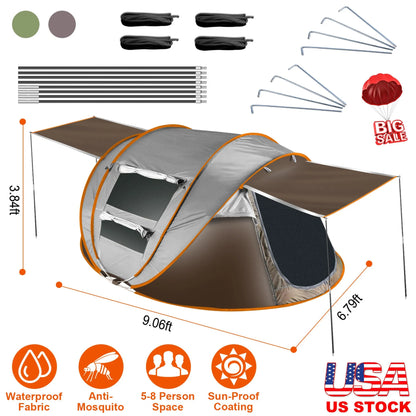 Trail Paws 5–8 Person Pop-Up Camping Tent – Instant Automatic Setup Family Tent for Camping, Hiking & Outdoor Adventures