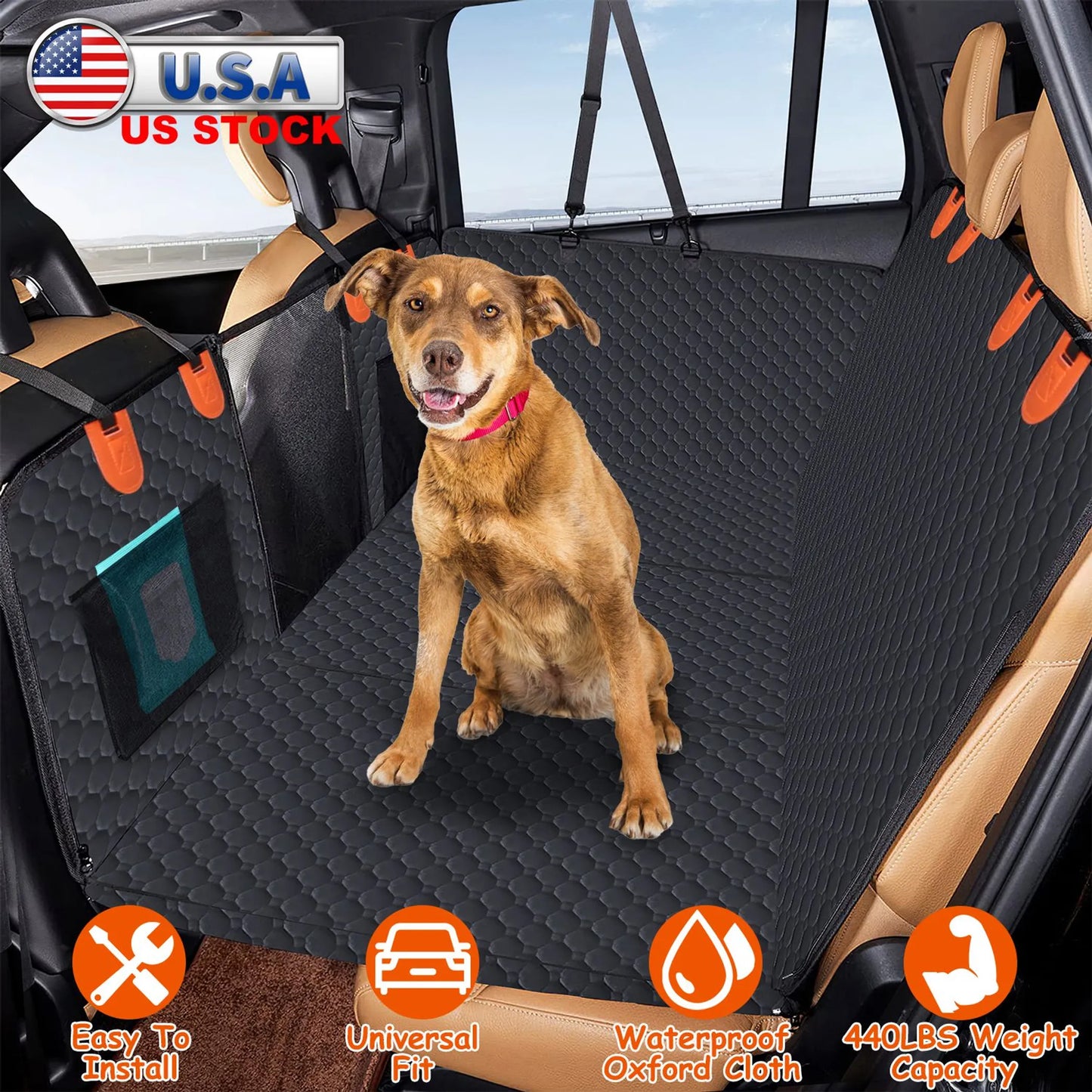 Trail Paws Waterproof Dog Car Seat Cover – Heavy-Duty Back Seat Protector for SUVs, Trucks, Jeeps & Pet Travel