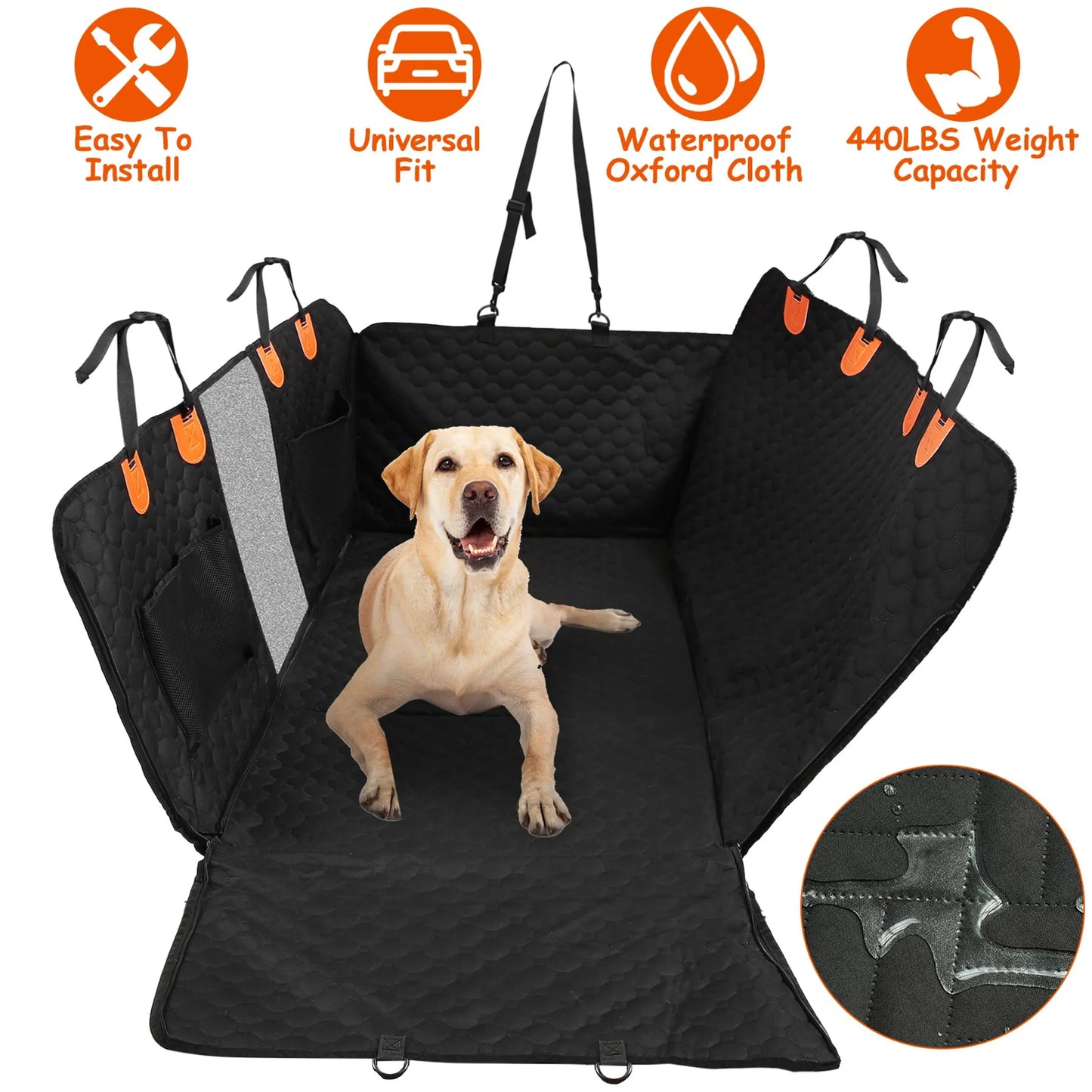 Trail Paws Waterproof Dog Car Seat Cover – Heavy-Duty Back Seat Protector for SUVs, Trucks, Jeeps & Pet Travel