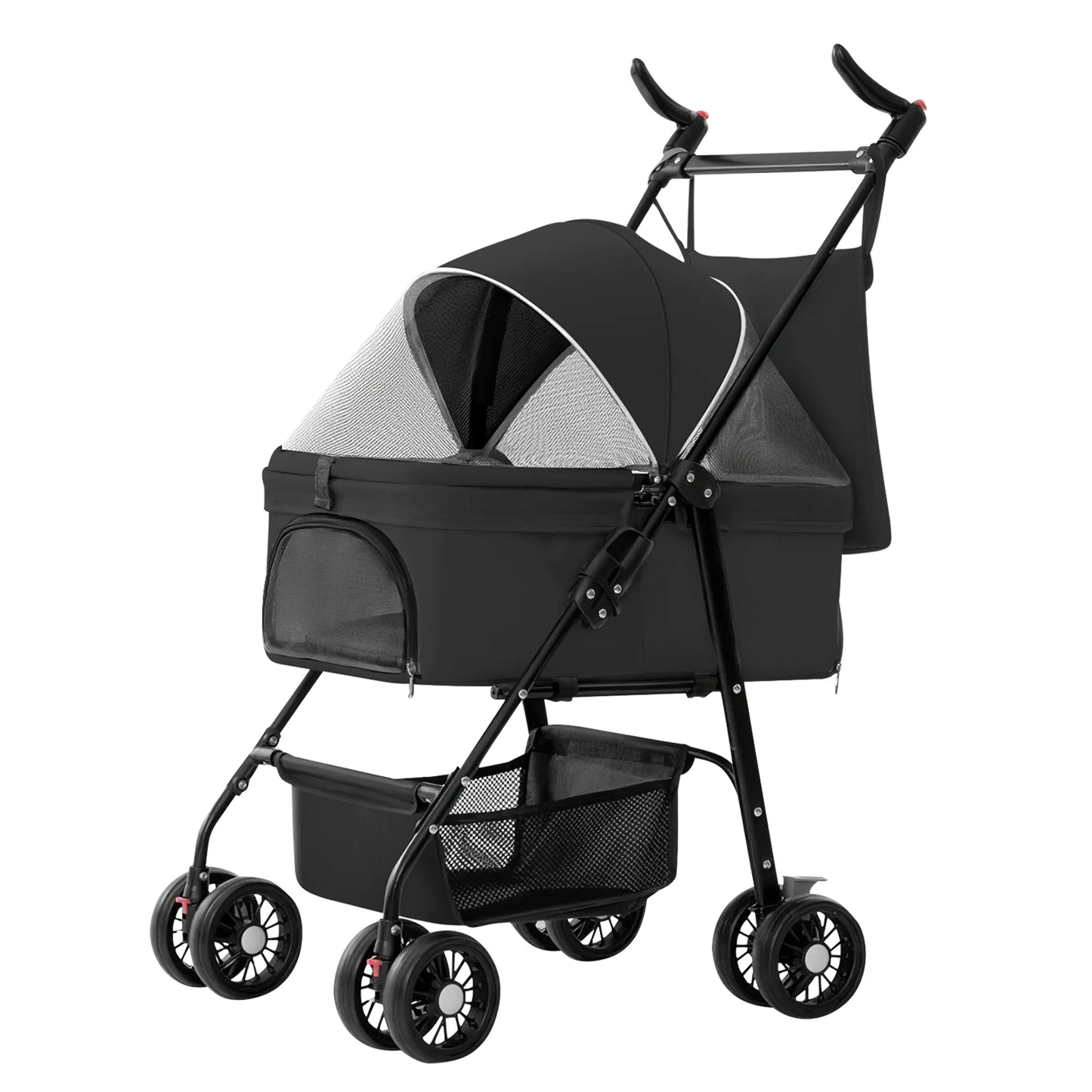 Trail Paws Foldable Pet Stroller – 4-Wheel Dog & Cat Travel Carrier Jogger for Outdoor Adventures & Senior Pets