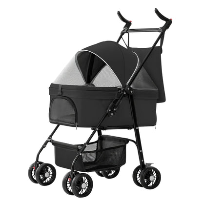 Trail Paws Foldable Pet Stroller – 4-Wheel Dog & Cat Travel Carrier Jogger for Outdoor Adventures & Senior Pets