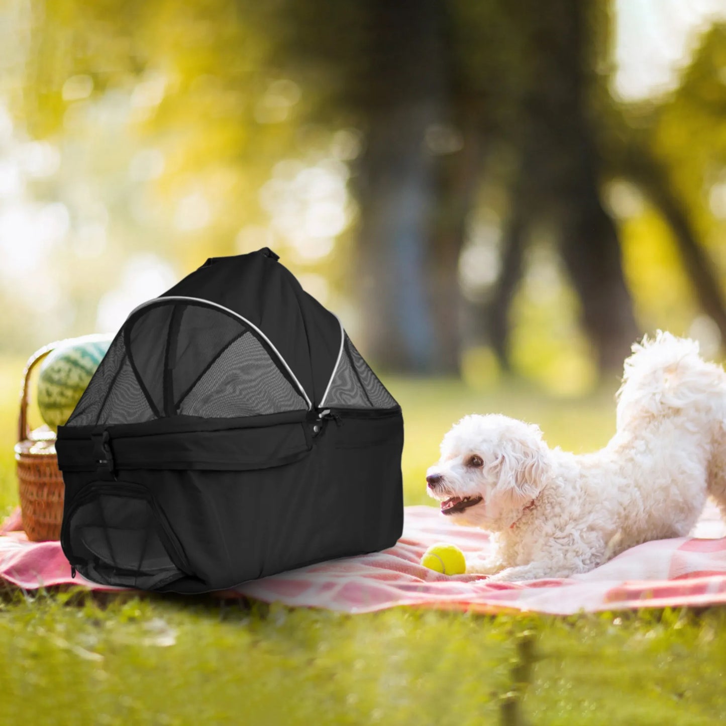 Trail Paws Foldable Pet Stroller – 4-Wheel Dog & Cat Travel Carrier Jogger for Outdoor Adventures & Senior Pets