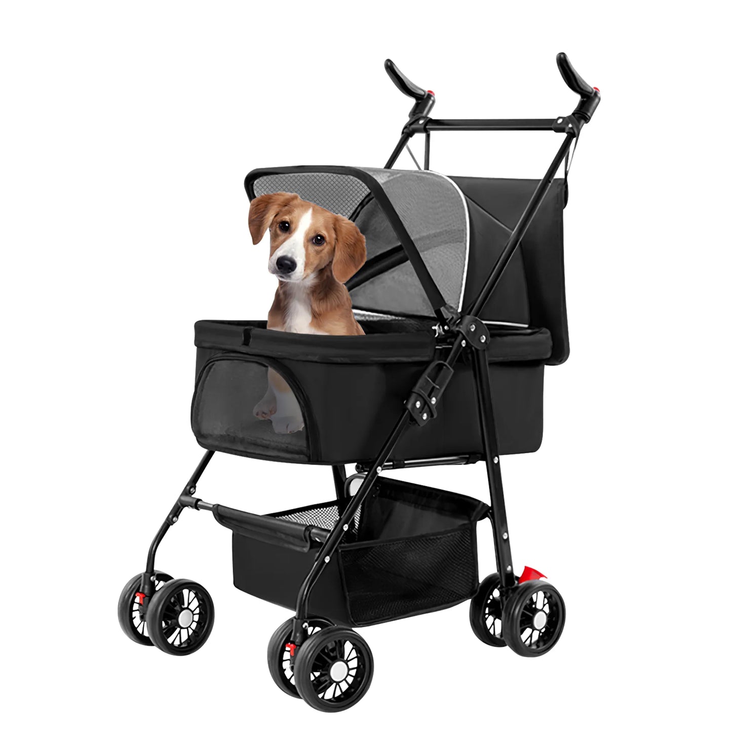 Trail Paws Foldable Pet Stroller – 4-Wheel Dog & Cat Travel Carrier Jogger for Outdoor Adventures & Senior Pets
