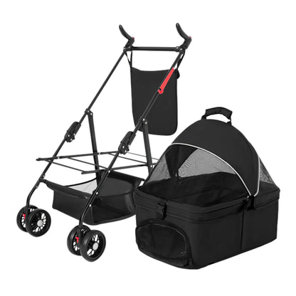 Trail Paws Foldable Pet Stroller – 4-Wheel Dog & Cat Travel Carrier Jogger for Outdoor Adventures & Senior Pets