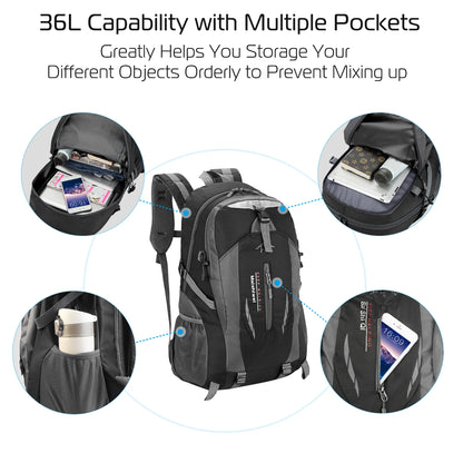 Trail Paws 36L Waterproof Outdoor Backpack – Lightweight Hiking Daypack for Camping, Travel, Cycling & Adventure Gear