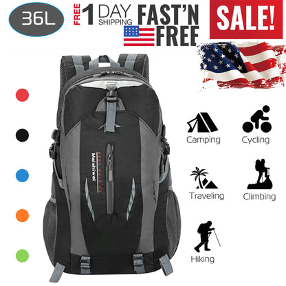 Trail Paws 36L Waterproof Outdoor Backpack – Lightweight Hiking Daypack for Camping, Travel, Cycling & Adventure Gear