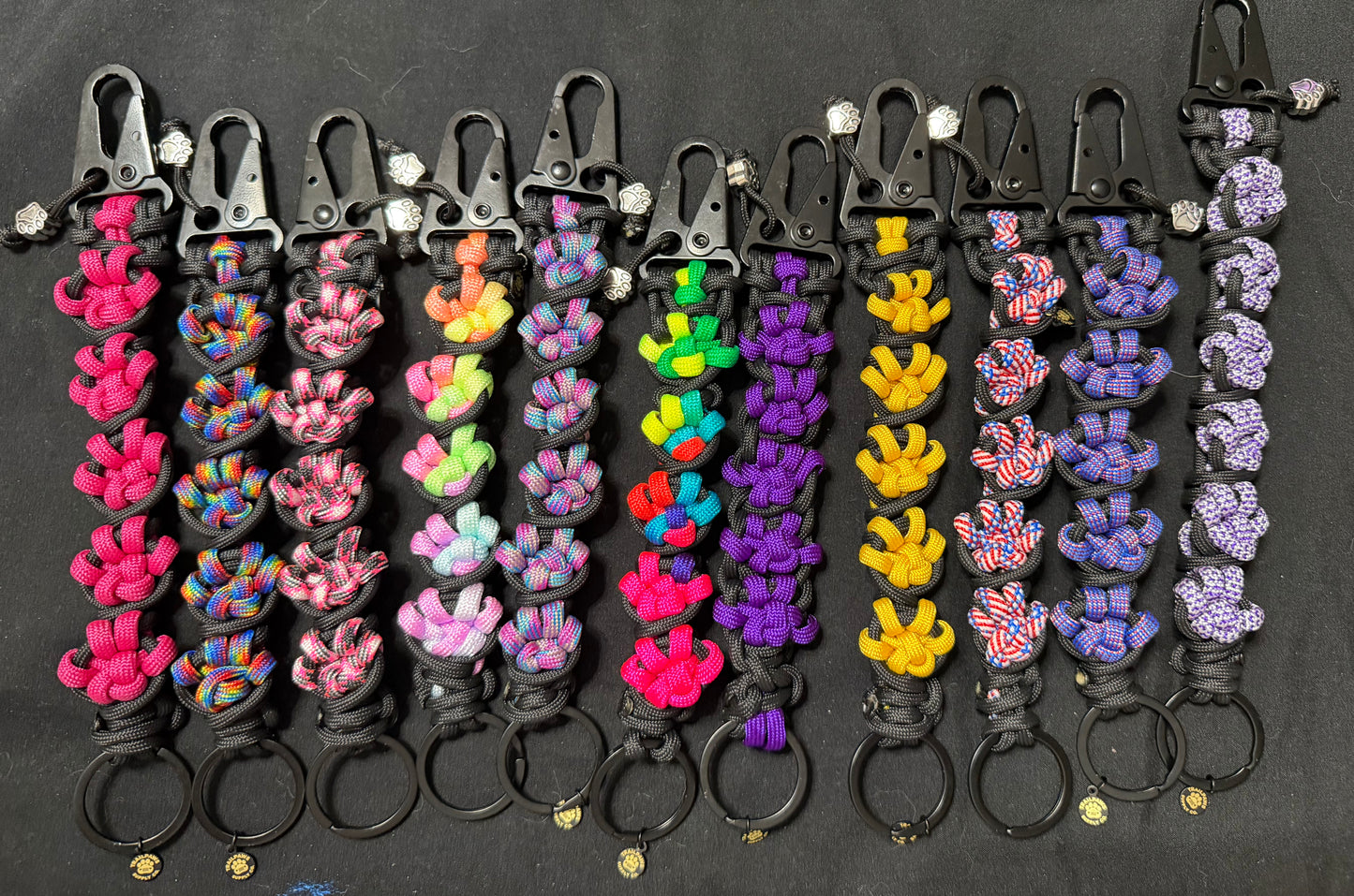 Paw Print Paracord Bracelet & Keychain – Handmade Convertible Bag Charm
