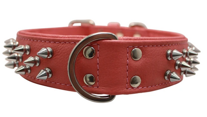 Amsterdam Dog Collar by Angel Multi Line Spiked Collar, 22" X 1.5" , Chocolate Brown
