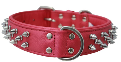 Amsterdam Dog Collar by Angel Multi Line Spiked Collar, 22" X 1.5" , Chocolate Brown