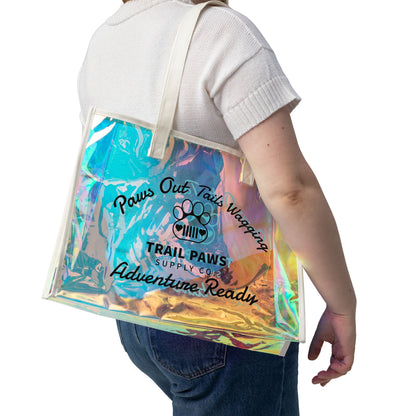 Holographic Beach Tote Bag – "Paws Out Tails Wagging" Adventure Ready
