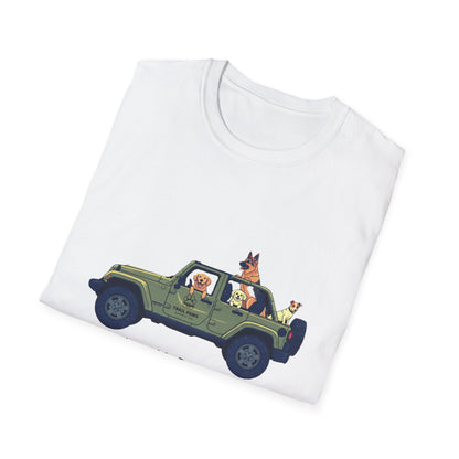 T‑Shirt — "Sorry I'm Late, My Dogs Needed Me" Jeep Dog Graphic
