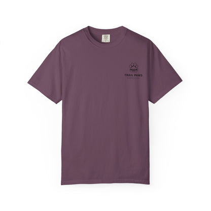 T-Shirt — "Never Ride Alone" Trail Paws Bike & Dog Graphic