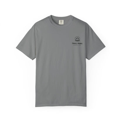T-Shirt — "Never Ride Alone" Trail Paws Bike & Dog Graphic