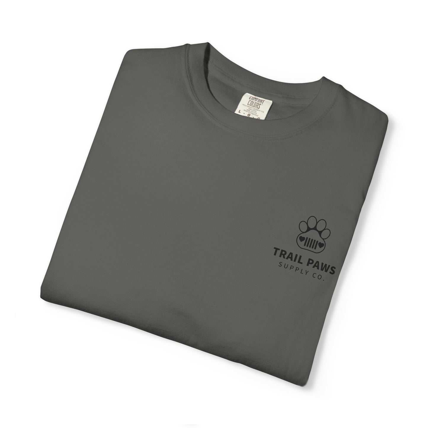 T-Shirt — "Never Ride Alone" Trail Paws Bike & Dog Graphic