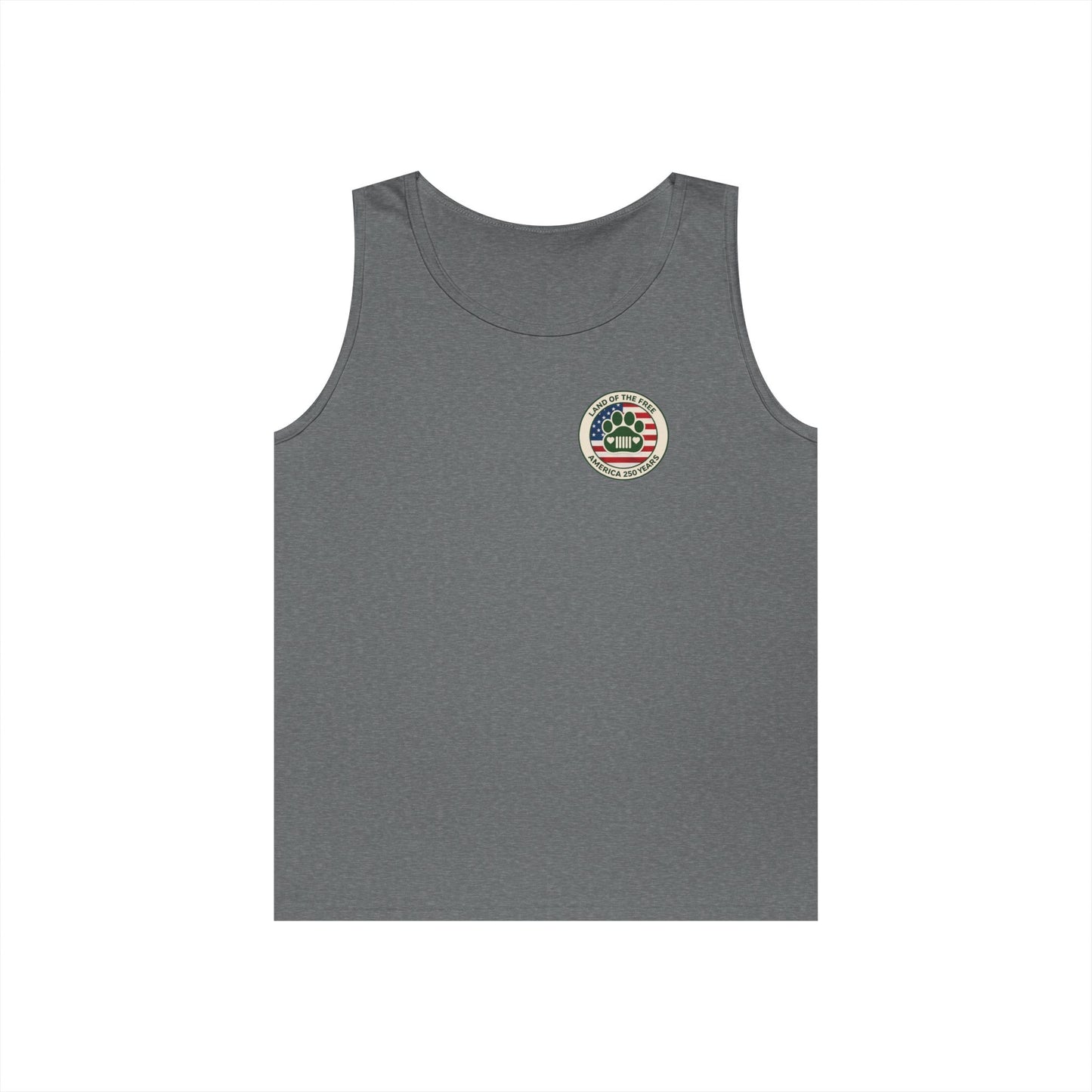 Patriotic Jeep Dog Tank Top – America 250 Trail Paws Supply Co Adventure Shirt