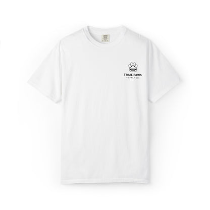 T-Shirt — "Never Ride Alone" Trail Paws Bike & Dog Graphic