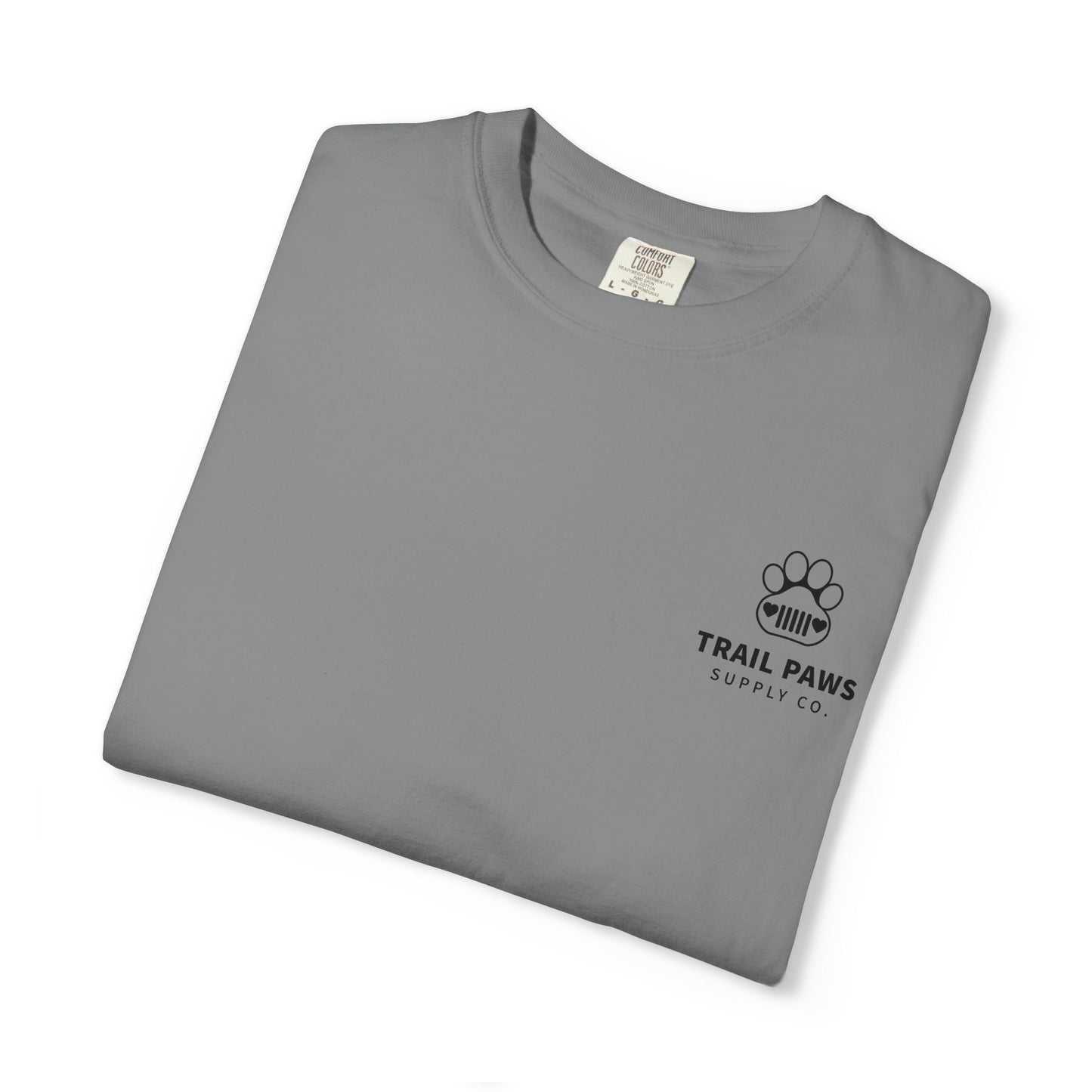 T-Shirt — "Never Ride Alone" Trail Paws Bike & Dog Graphic