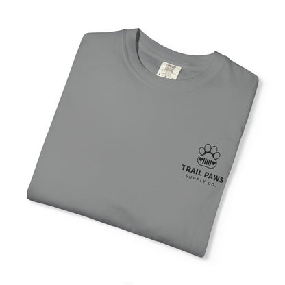 T-Shirt — "Never Ride Alone" Trail Paws Bike & Dog Graphic