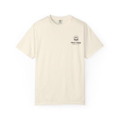 T-Shirt — "Never Ride Alone" Trail Paws Bike & Dog Graphic