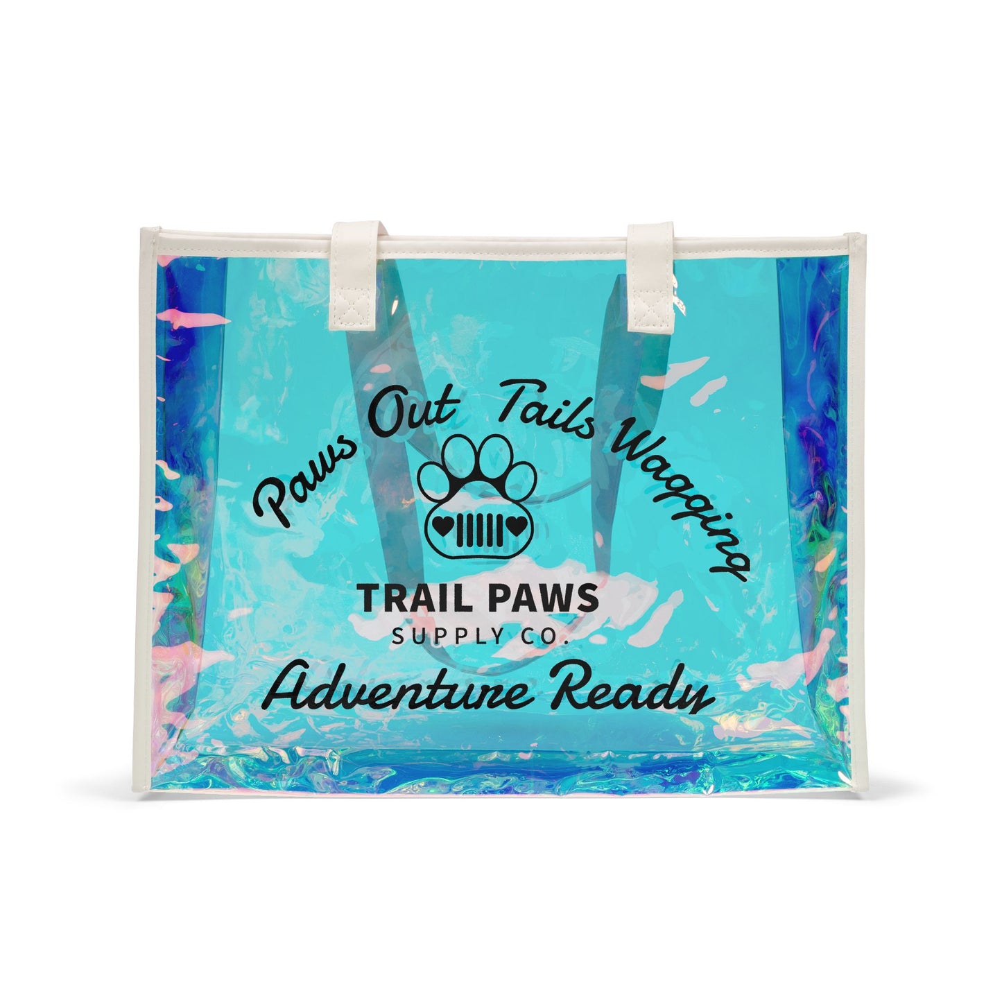 Holographic Beach Tote Bag – "Paws Out Tails Wagging" Adventure Ready