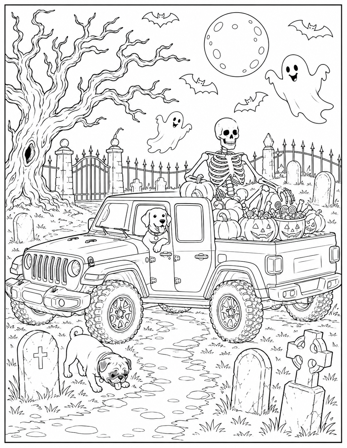 Trail Paws Adventure Halloween Coloring Book – Dogs, Off-Road Fun & Spooky Adventures