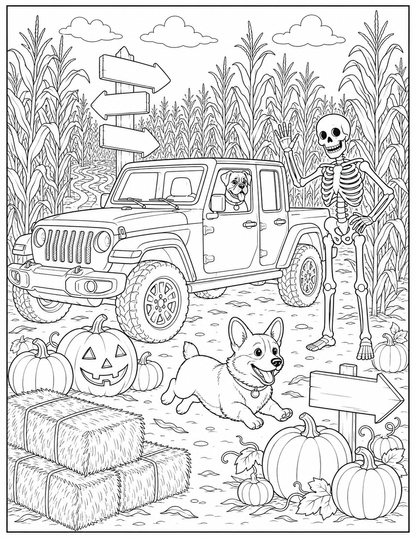 Trail Paws Adventure Halloween Coloring Book – Dogs, Off-Road Fun & Spooky Adventures