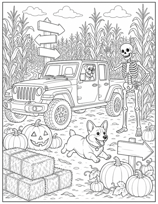 Trail Paws Adventure Halloween Coloring Book – Dogs, Off-Road Fun & Spooky Adventures