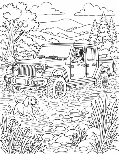 Trail Paws Adventure Coloring Book – 50 Dog, Off-Road & Outdoor Adventure Coloring Pages
