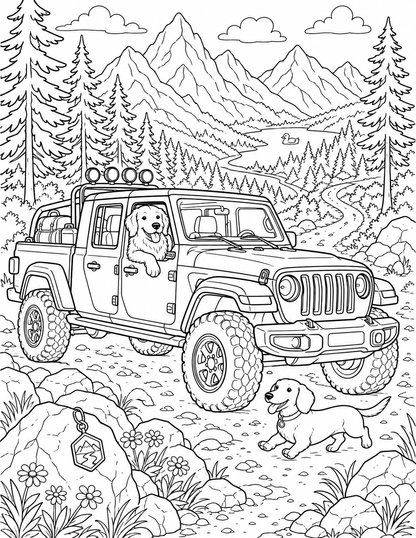 Trail Paws Adventure Coloring Book – 50 Dog, Off-Road & Outdoor Adventure Coloring Pages