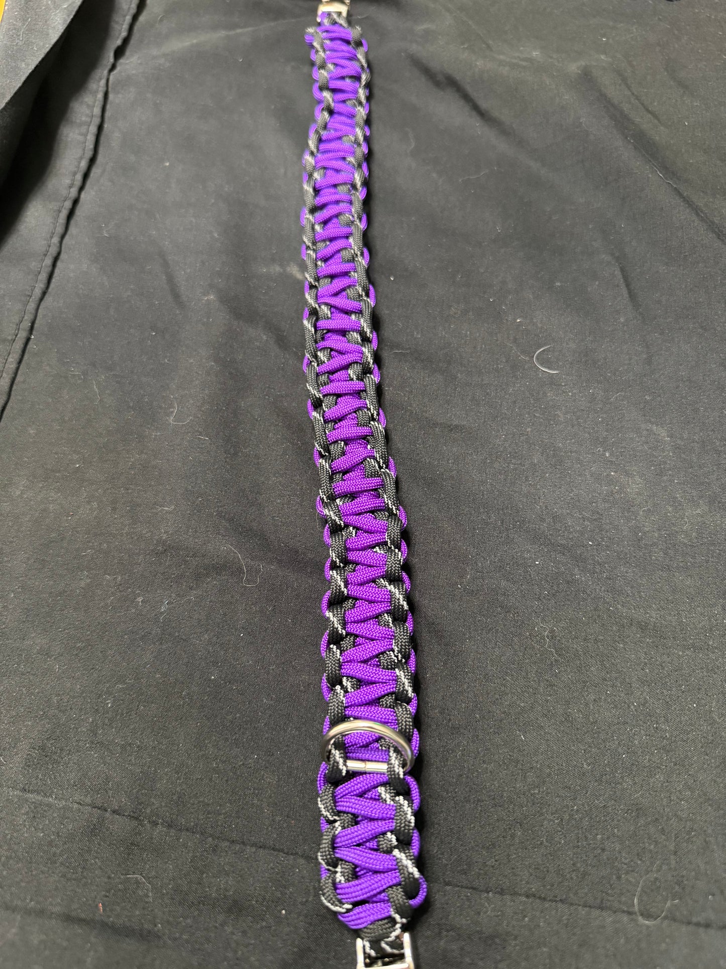 Trail Paws Adventure Paracord Dog Collar – Reflective Purple & Black