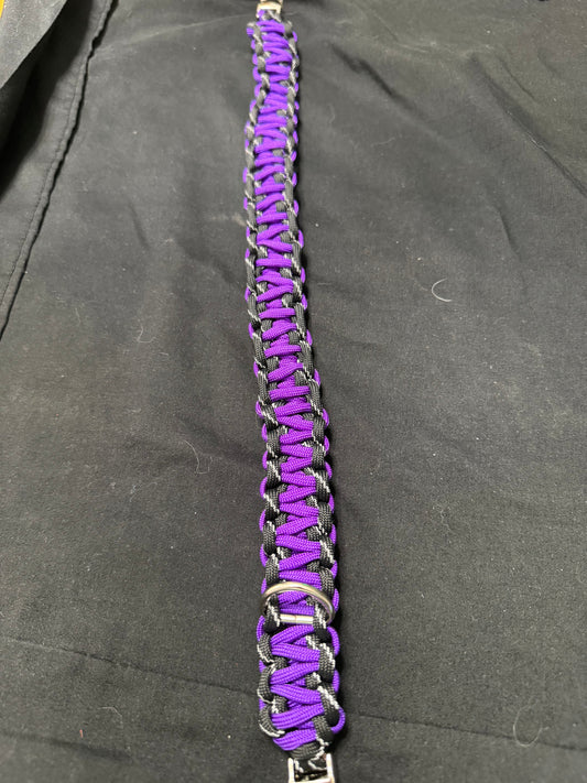 Trail Paws Adventure Paracord Dog Collar – Reflective Purple & Black