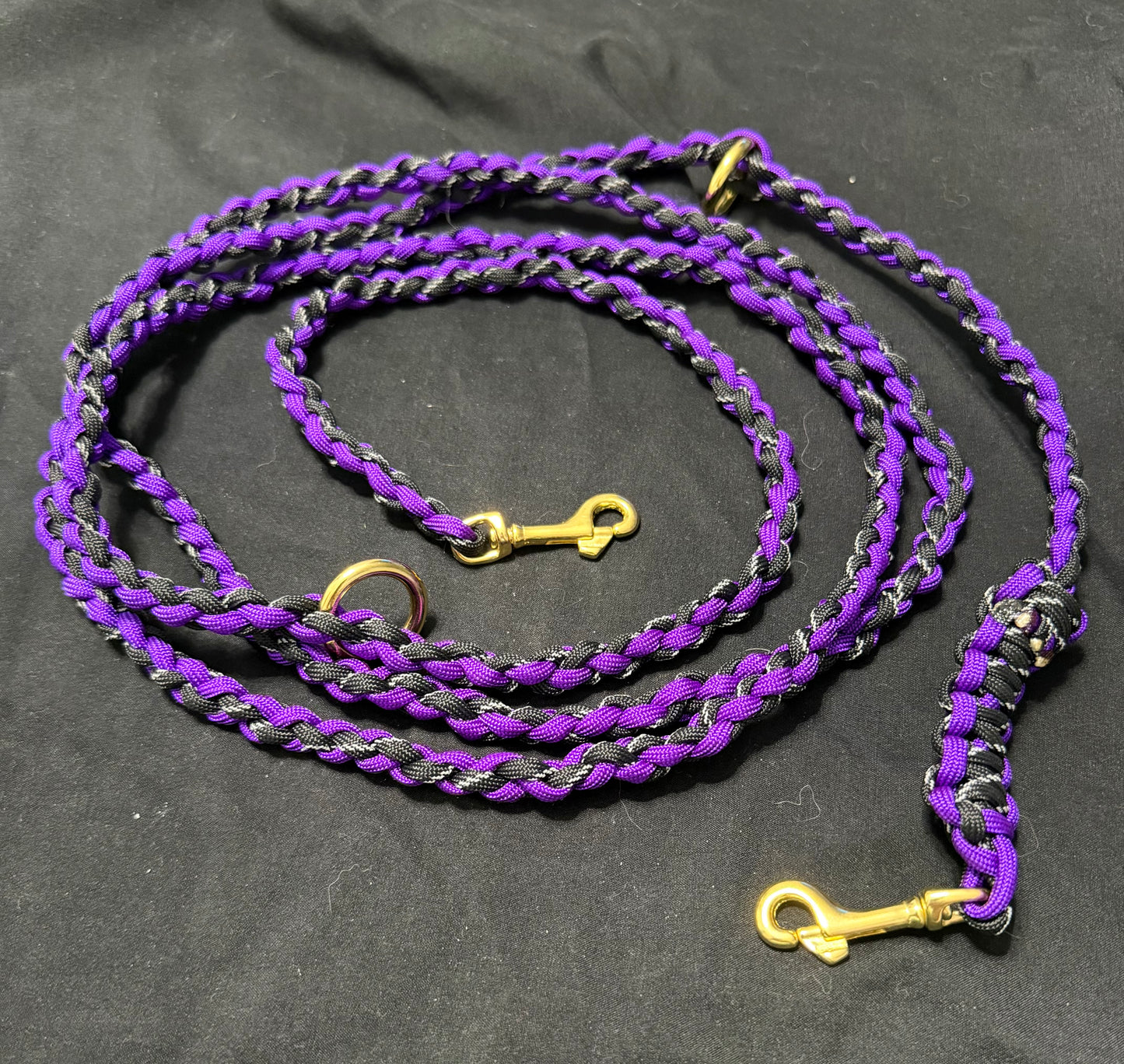Trail Paws Adventure Leash – Reflective Hands-Free Paracord Dog Leash in Purple & Black