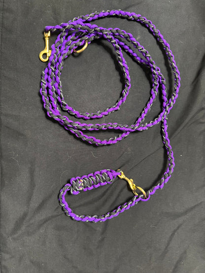 Trail Paws Adventure Leash – Reflective Hands-Free Paracord Dog Leash in Purple & Black