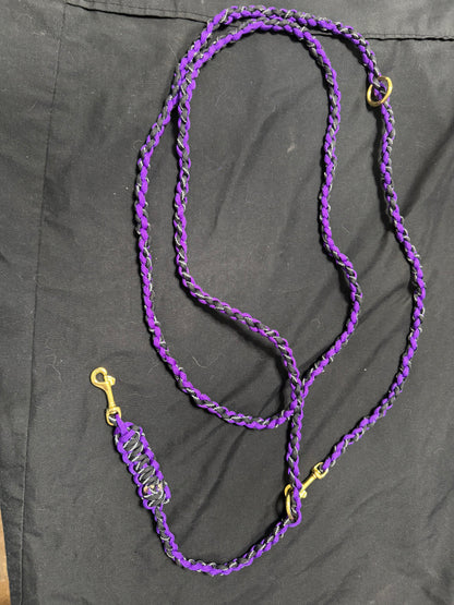 Trail Paws Adventure Leash – Reflective Hands-Free Paracord Dog Leash in Purple & Black
