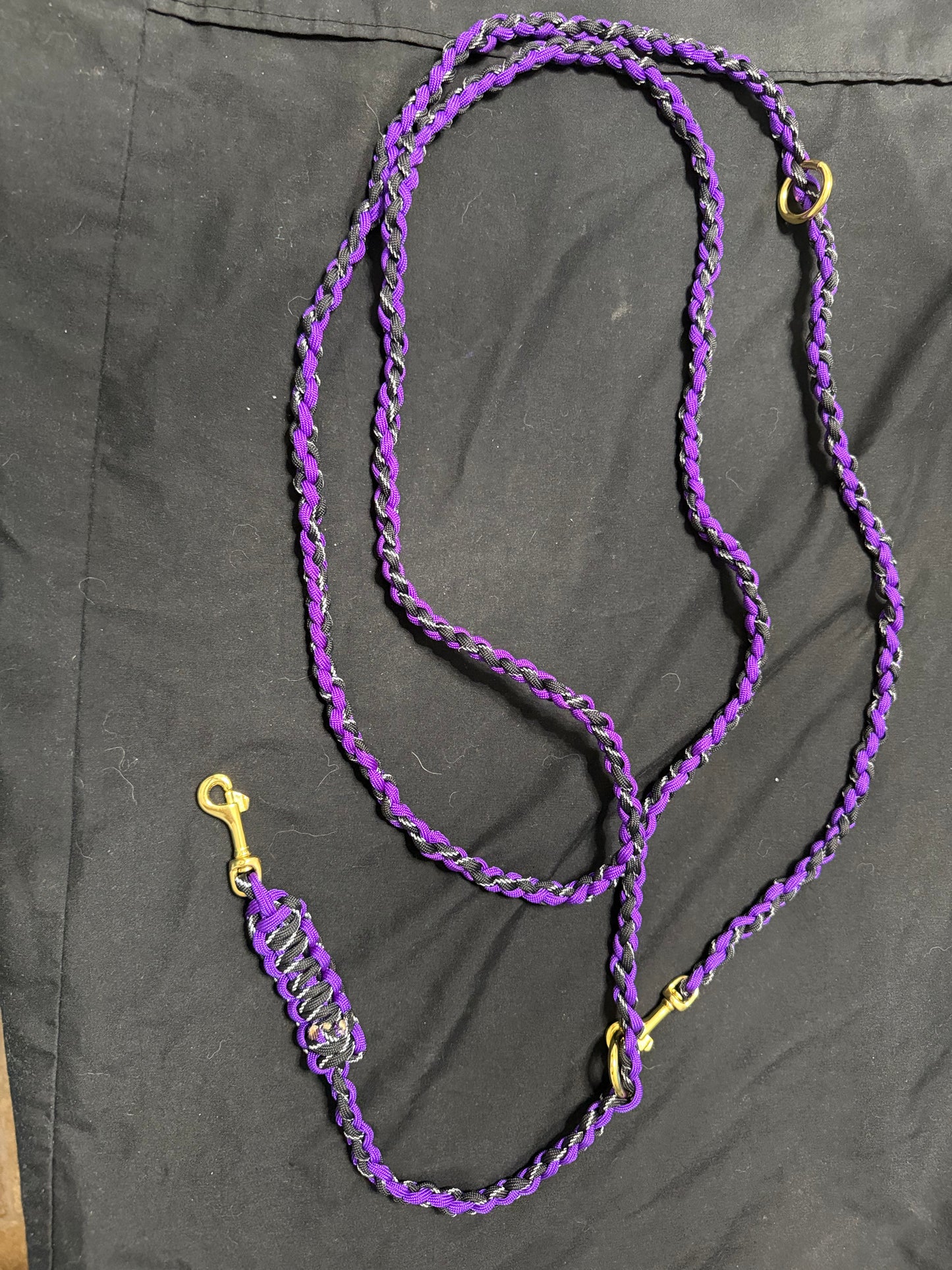 Trail Paws Adventure Leash – Reflective Hands-Free Paracord Dog Leash in Purple & Black