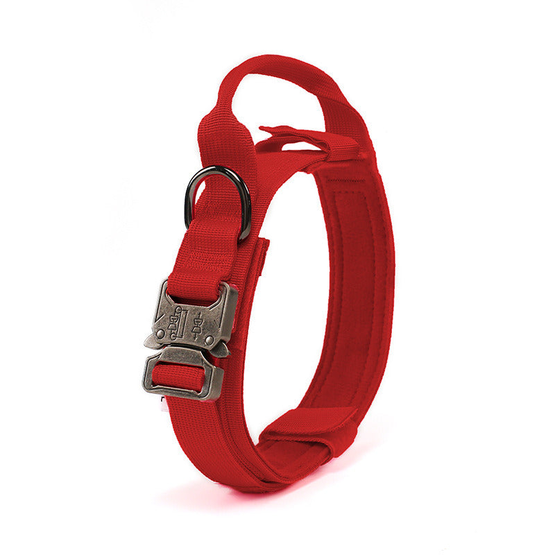 Tactical Dog Collar Military Dog Collar Adjustable Nylon Dog Collar Heavy Duty Metal Buckle with Handle for Dog Training