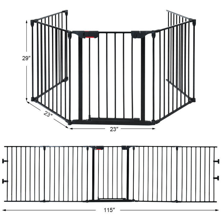 115 Inch Length 5 Panel Adjustable Wide Fireplace Fence