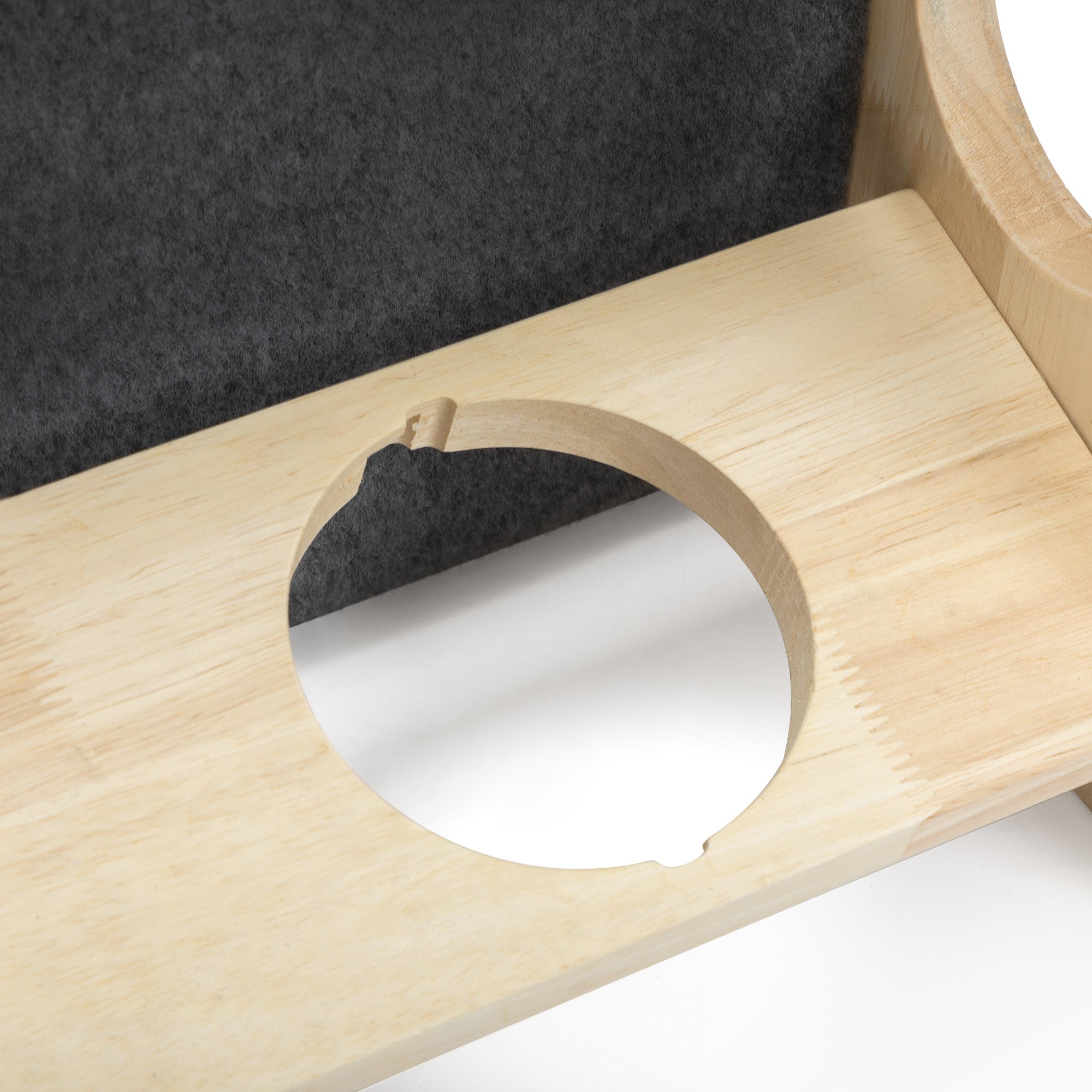 2-In-1 Wood Dog House Indoor;  Cabin Dog Kennel with Cushioned Bed;  Cover Scratcher;  Feeding Bowls;  Pet Habitat for Cats;  Small and Medium Dogs;  Natural and Gray