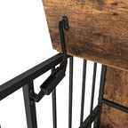 Modern Kennel Dogs room up to 60 LB, Dog crate furniture with Multi-Purpose Rremovable Ttray, Double-Door Dog House, lift Panel, 360 Degree Rotation -3 Height Adjustable Feeding Bowls