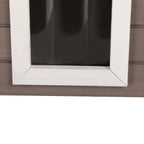 2-Tier Outdoor Wooden Dog House, Weatherproof Dog Hutch with A Large Balcony, Sisal Scratching Pad Ladder, Gift for Pets, Gray and White