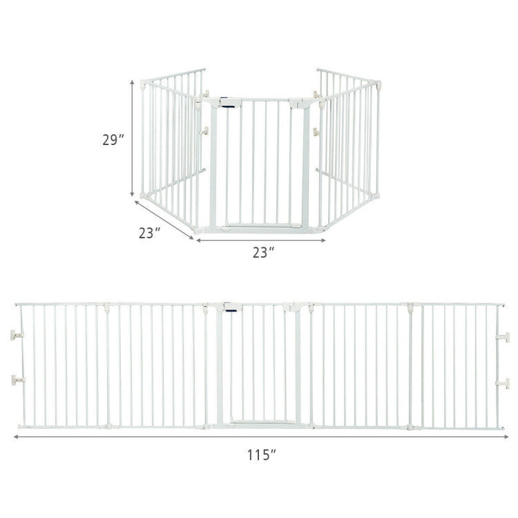 115 Inch Length 5 Panel Adjustable Wide Fireplace Fence