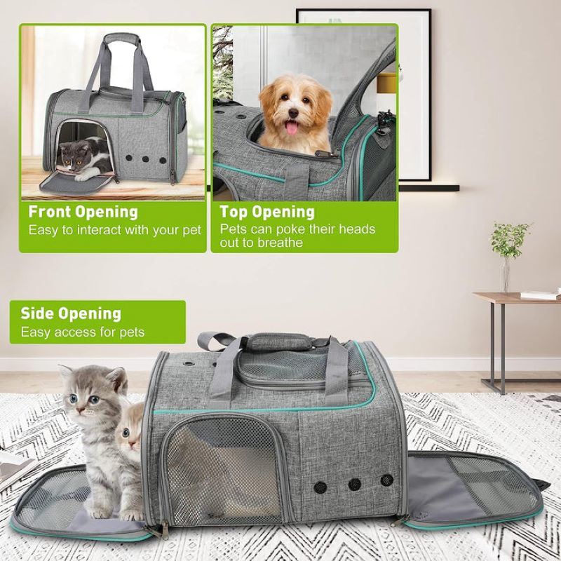 Foldable Airline Travel Pet Carrier Bag with Safety Strap