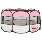 Foldable Dog Playpen with Carrying Bag Pink 49.2"x49.2"x24"