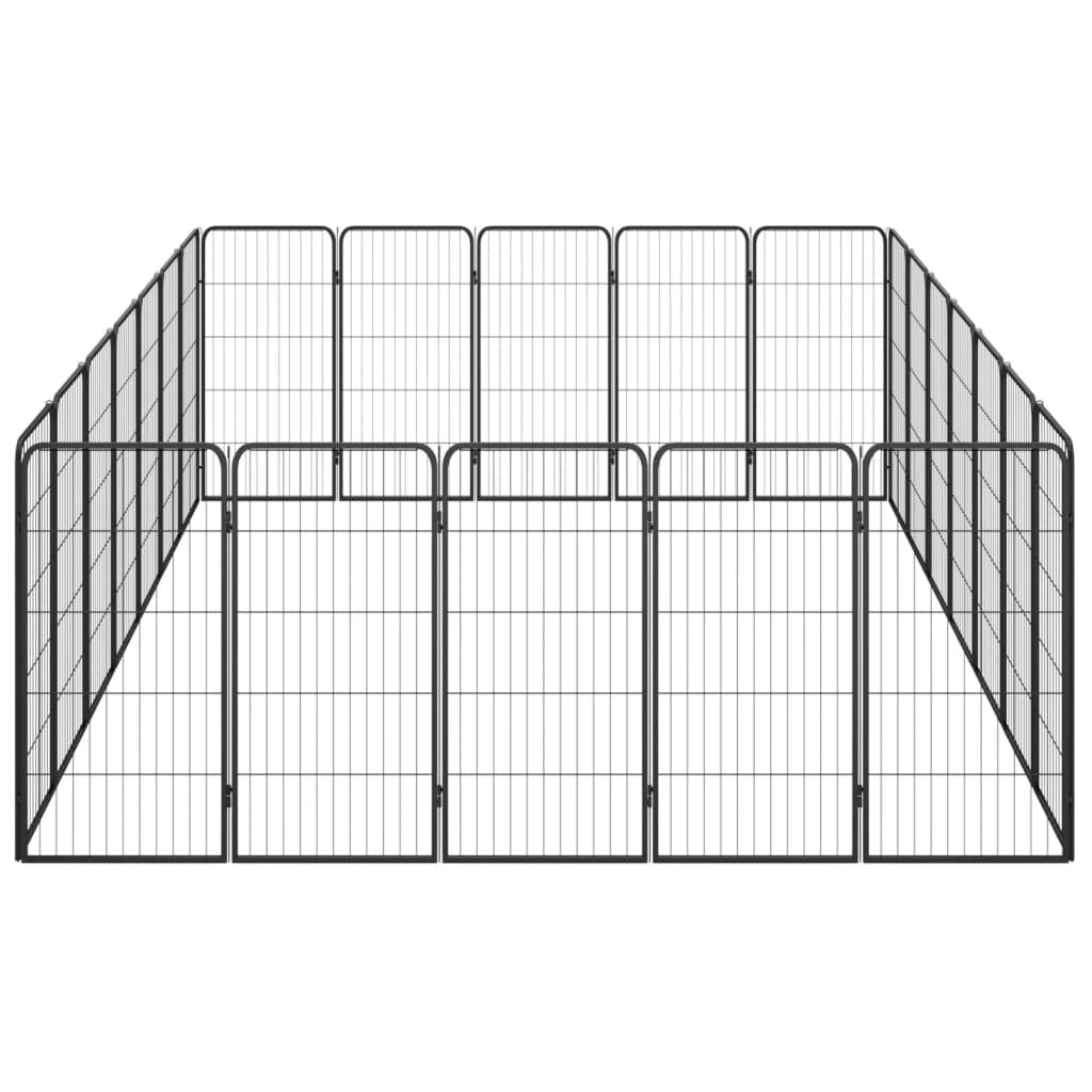 24-Panel Dog Playpen Black 19.7"x39.4" Powder-coated Steel