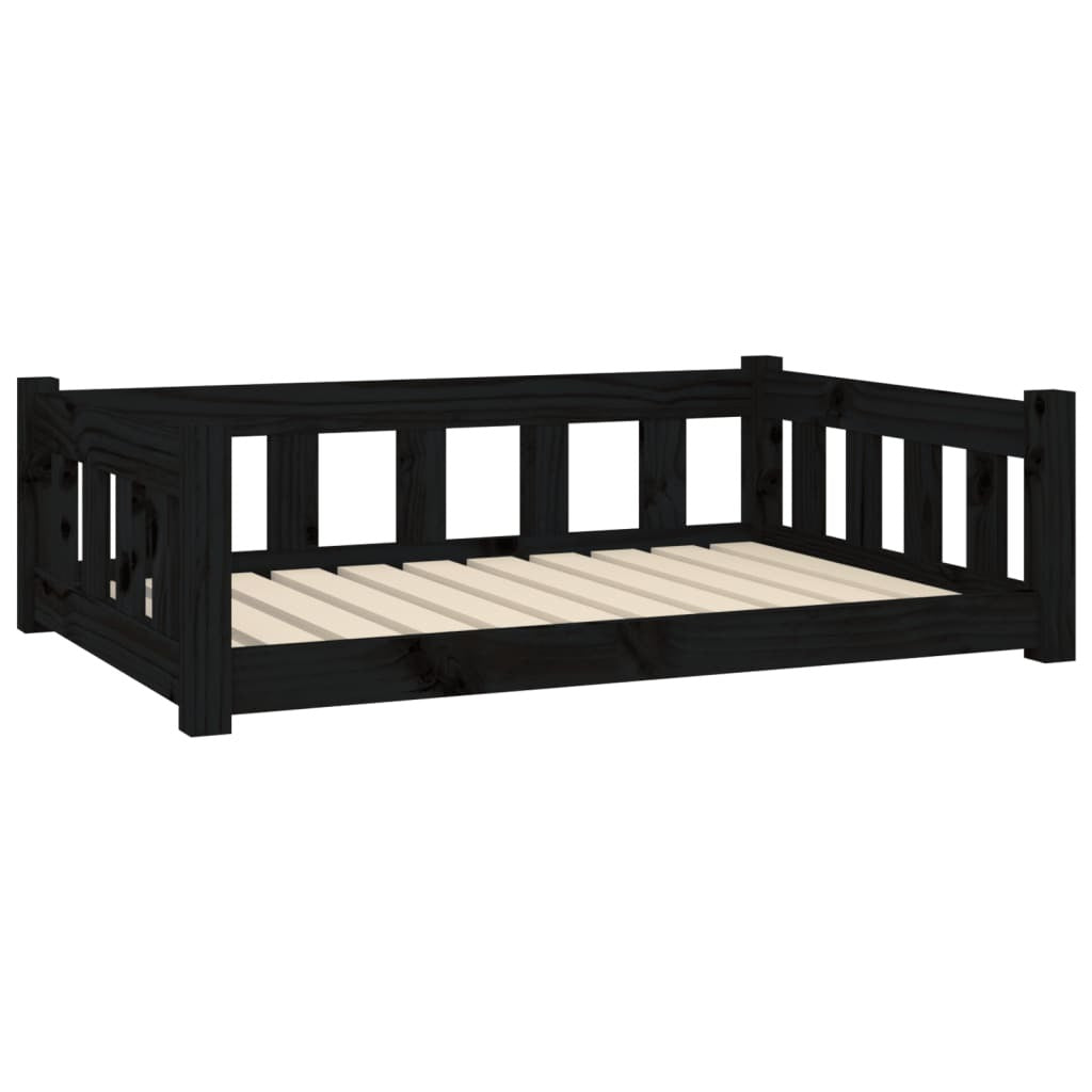 Dog Bed Black 37.6"x25.8"x11" Solid Wood Pine