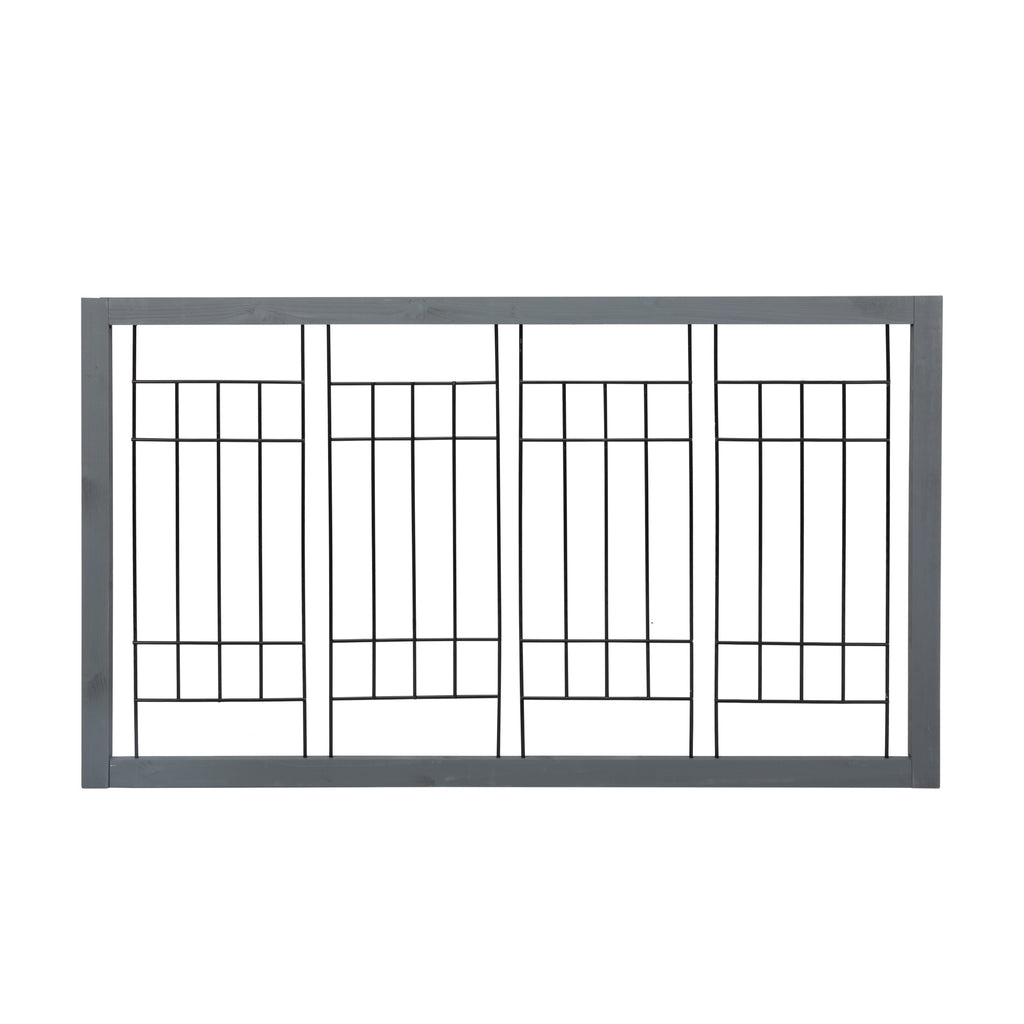 38"-71" Adjustable Wooden Pet Gate for Dogs, Indoor Freestanding Dog Fence for Doorways, Stairs, Gray
