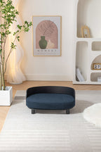 Scandinavian style Elevated Dog Bed Pet Sofa With Solid Wood legs and Bent Wood Back, Velvet Cushion, BLACK